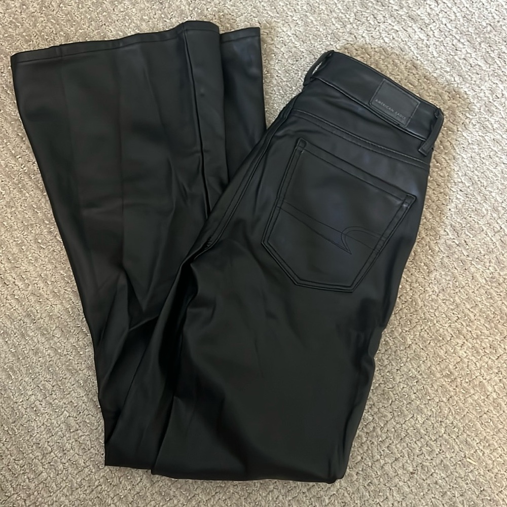 American eagle leather flare pants